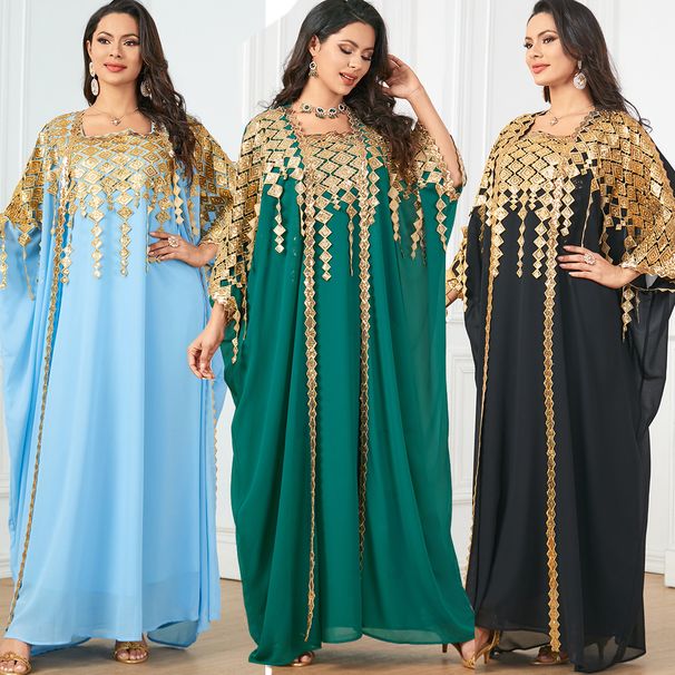 Voya Voya Women's European And American Elegant Meaning Foreign Trade New Metallic Color Two-piece Dress Set_ecoleips.com