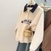 European American Style Real Shot Plus-size Printed Half-zip Long-sleeve Sweatshirt Women, Thin Loose-fit Polo Collar_ecoleips.com