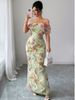 Women's Elegant Floral Print Off-Shoulder Long Dress Bodycon Style New Arrival_ecoleips.com