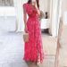Women's Clothing Sexy Slim-Fit Sleeveless Printed V-Neck Split Dress_ecoleips.com