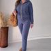 Women's Clothing new autumn solid color twist pattern hooded zipper top casual home suit_ecoleips.com