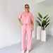 European And American New Autumn Casual Cross-Border Independent Station Short Sleeve Top Long Pants Solid Color Women's_ecoleips.com