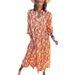 2024 New Casual Loose Long-Sleeve V-Neck Women's Bohemian Floral Flowing A-Line Dress_ecoleips.com