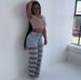 Light Blue Cutout Flare Jeans For Women, High Waist Hollow Denim Trousers For Party Night Out_ecoleips.com