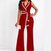 women's clothing new fashion V-neck temperament elegant sleeveless jumpsuit wide-leg pants_ecoleips.com