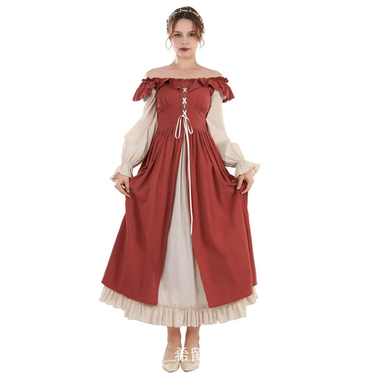 Period Women's Medieval Renaissance Fairy Dress Long Sleeve Ireland_ecoleips.com