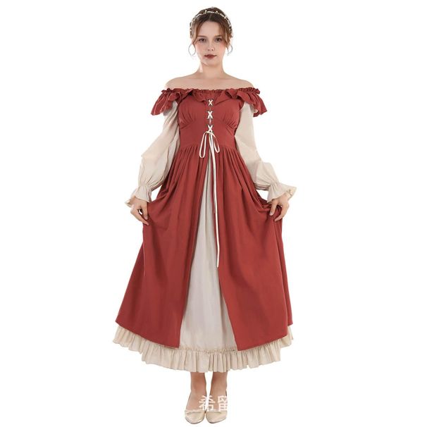 Period Women's Medieval Renaissance Fairy Dress Long Sleeve Ireland_ecoleips.com
