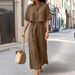 Women's Clothing Solid Color Loose Short Sleeve Shirt High Waist Wide Leg Pants Cotton And Linen Casual Two Piece Set_ecoleips.com
