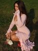 Mozision Flare Long Sleeve Ruffle Sexy Maxi Dress Women Autumn Pink V Neck Single-breasted High Waist Club Long Dresses Female_ecoleips.com