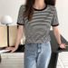 Wholesale Of Striped Short-Sleeved T-Shirts For Women In Summer, Loose Round-Neck Half-Sleeved Casual T-Shirts And Tops_ecoleips.com