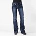 Retro Flare Jeans – Mid-Rise Stretch Bootcut Denim Pants For Women (Vintage Wash, Curve-Hugging Silhouette)_ecoleips.com