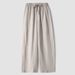 Suitable For All Seasons Casual Wide Leg Women 2025 Spring New Tencel Linen Straight Pants_ecoleips.com
