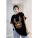 Women's Clothing Cartoon Bunny Graffiti Brushed Thick Short Sleeved Women's Versatile Age Reducing T Shirt_ecoleips.com
