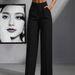 Women's Clothing Solid Color Casual Women's High Waisted Pleated Loose Trousers Work Pants Dress Pants_ecoleips.com