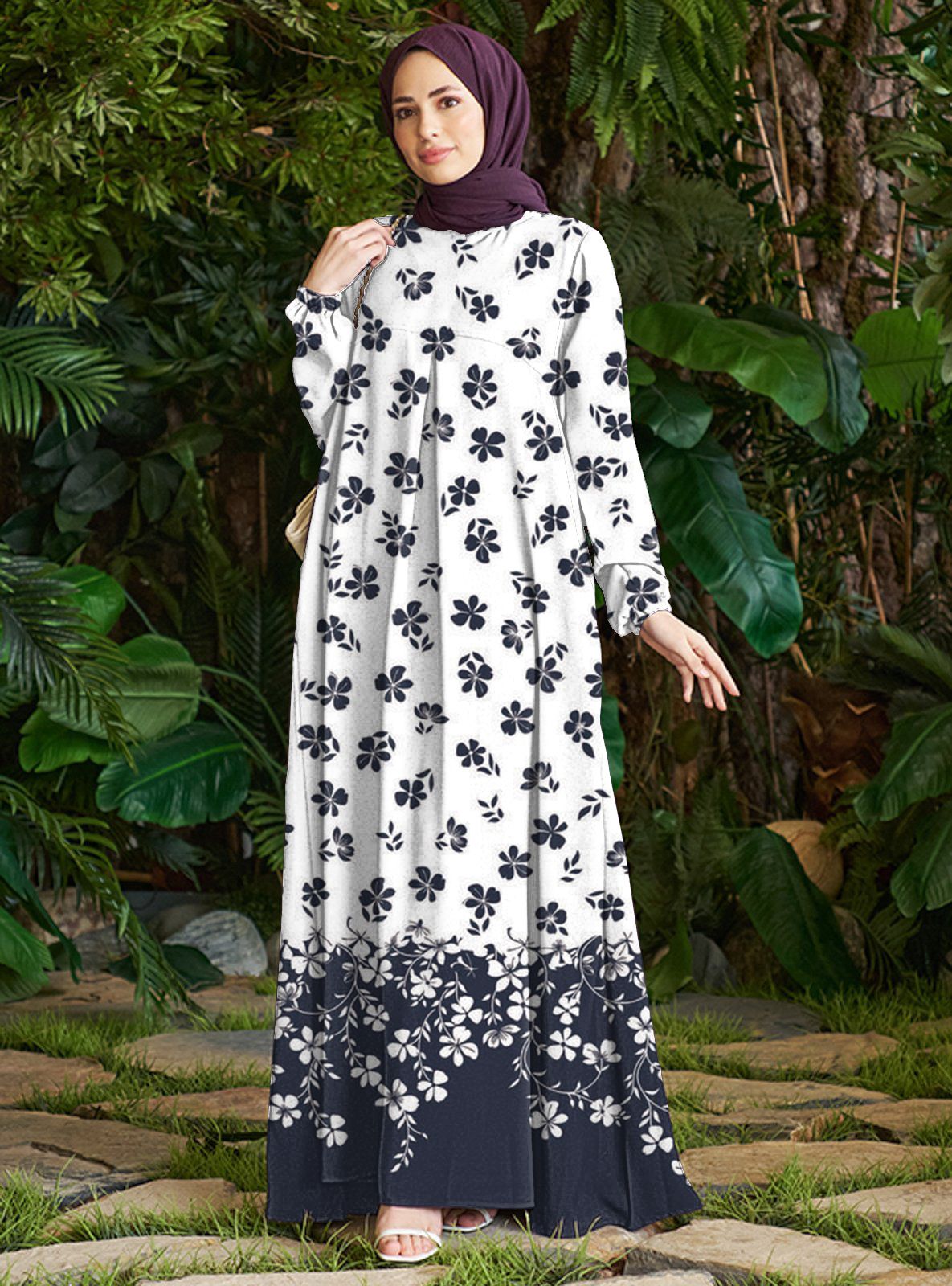 Modest Abaya Dress Women's Clothing Autumn Fashion Print Dress New Style Designs_ecoleips.com
