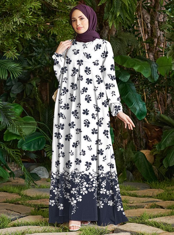 Modest Abaya Dress Women's Clothing Autumn Fashion Print Dress New Style Designs_ecoleips.com