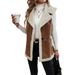 Women's Sleeveless Long Vest With Faux Shearling Trim, Oversized Open Front Cardigan, Boho Chic Layering Piece For Fall & Winter_ecoleips.com