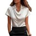 Elegant Simple Duffle Collar Shirt Top for Women Casual Fashion Polyester Blouse Independent Website Wish Amazon Cross Border Foreign Trade_ecoleips.com