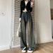 Fleece-Lined Cement Gray Vintage Pleated Wide-Leg Jeans For Women High Waist Loose Slimming Autumn Winter Petite_ecoleips.com