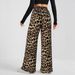 Voya Women's European And American Retro Chic Leopard Print Wide-leg For Women, Spring/summer High Loose-fitting Long With A Windbreaker Pants
_ecoleips.com