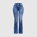 Cross-border Foreign Trade European And American Street Fashion Raw Edge Stretch Jeans, Women's Slightly Spicy Bootcut_ecoleips.com