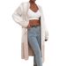 Women's Oversized V-Neck Cardigan Sweater - 2024 Trendy Longline Knit Coat With Faux Fur Accents (Beige/3 Colors, S-XL)_ecoleips.com