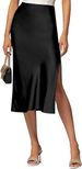Aria Basics Aria Basics Cross-border 2024 European American Women's Slit Satin Skirt, Elastic High-waisted Dress, Slimming, Fashionable_ecoleips.com