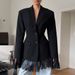 Women's High-End Fitted Suit Jacket Autumn Winter Slim Waist Lace Trim Stylish Elegant Outerwear Blazer_ecoleips.com