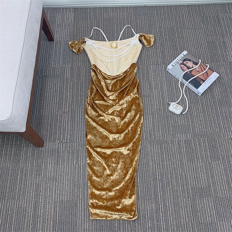 Lacema Spirit Snake Fable Exotic Mythical Style Golden Jacquard Fish Bone Splicing Design Strap Hoodie_ecoleips.com