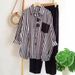 Women's Spring Autumn Striped Casual Long Sleeve Two Piece Set Fashion Sportswear Trousers_ecoleips.com