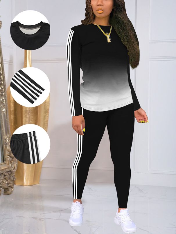 Fall Essentials: Women's Long Sleeve Round Neck Top And Pants Two-Piece Set_ecoleips.com