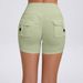 K Workwear Tight Shorts Women's High Waist Elastic Hip Lifting Button Yoga Pants Quick Drying Running Fitness Pants_ecoleips.com