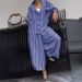 Women's Clothing Autumn Commuter Temperament Flower Striped Loose Suit Jacket Casual Suit_ecoleips.com