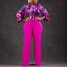 Women's Clothing Elegant Tie-Front Blouse & Straight-Leg Pants Set | Autumn Women’s Casual Outfit | Polyester Blend Matching Suit_ecoleips.com