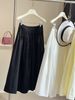 Women's High End Waist Cinching A-Line Pleated Midi Skirt New Spring 2026 Design mid Length Flared Skirt_ecoleips.com