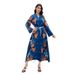 Muslim Ladies Robe Printed Light Luxury Pearl Belt Jalabiya Dress_ecoleips.com