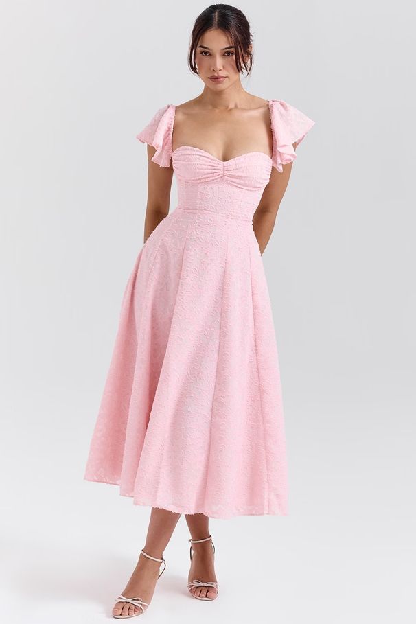Summer European And American Cross-border New Fashion Square-neck Two-way Sleeve Elegant Lady Jacquard Dress_ecoleips.com