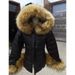 Women's Winter Hooded Down Jacket With Faux Raccoon Fur Trim, Slim Fit, Mid-Length, Warm Thick Polyester Puffer Coat For Cold Weather_ecoleips.com