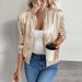 Slim-Fit Color-Block Jacket – Lightweight Polyester Blazer With Metallic Accents (XS-XXL, Champagne/Black/Silver)_ecoleips.com
