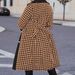Women's Patchwork Placket Trench Coat Houndstooth Design Mid-Length Fashion Autumn Winter plus Size Clothing_ecoleips.com