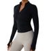 Women's Warm plus Velvet Yoga Sports Jacket Long Sleeved Slim Fit Fitness Clothes Tops for Autumn Winter_ecoleips.com