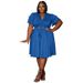 N7991 European And American Women's Fashion New Ruffle Sleeve Tie Short Pocket V-neck Plus Size Dress_ecoleips.com