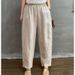 Suitable For All Seasons Solid Color Linen Casual For Women 2025 Summer New Elastic Waist Loose Harem Simple Women's Cropped Pants_ecoleips.com