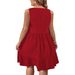 Elegant And Fashionable Women's Vest Dress, With Texture Design, Round Neck And Lotus Leaf Hem, Suitable For Summer_ecoleips.com
