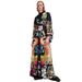 Women's Clothing Women's New Summer Printed Three Quarter Sleeve Stand Up Collar Dress_ecoleips.com