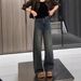 Loose Straight-leg Jeans Women, New Spring And Autumn Style, Plus-size Retro Slim-fit Narrow Wide-leg Pants For_ecoleips.com