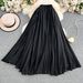 White Yamamoto Style Long Skirt for Women High-Waisted Slimming Flowing Full Skirt Versatile Petite Summer New Style 2025_ecoleips.com