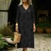 Spring/Summer New Arrival Women's Loose Casual Retro V Neck Long Sleeve Dress Embroidered Floral European American Style_ecoleips.com