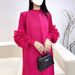 Women's Loose Long Hand-Cranked Flower Solid Color Miyake Pleated Dress_ecoleips.com