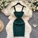 New Sexy Backless Lace Solid Knitted Buttons Summer Dress Women Black Mini Party Dress Bodycon Sheath Night Club Outfits_ecoleips.com